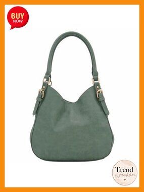 Lightweight 3 Compartment Faux Leather Medium Hobo Bag